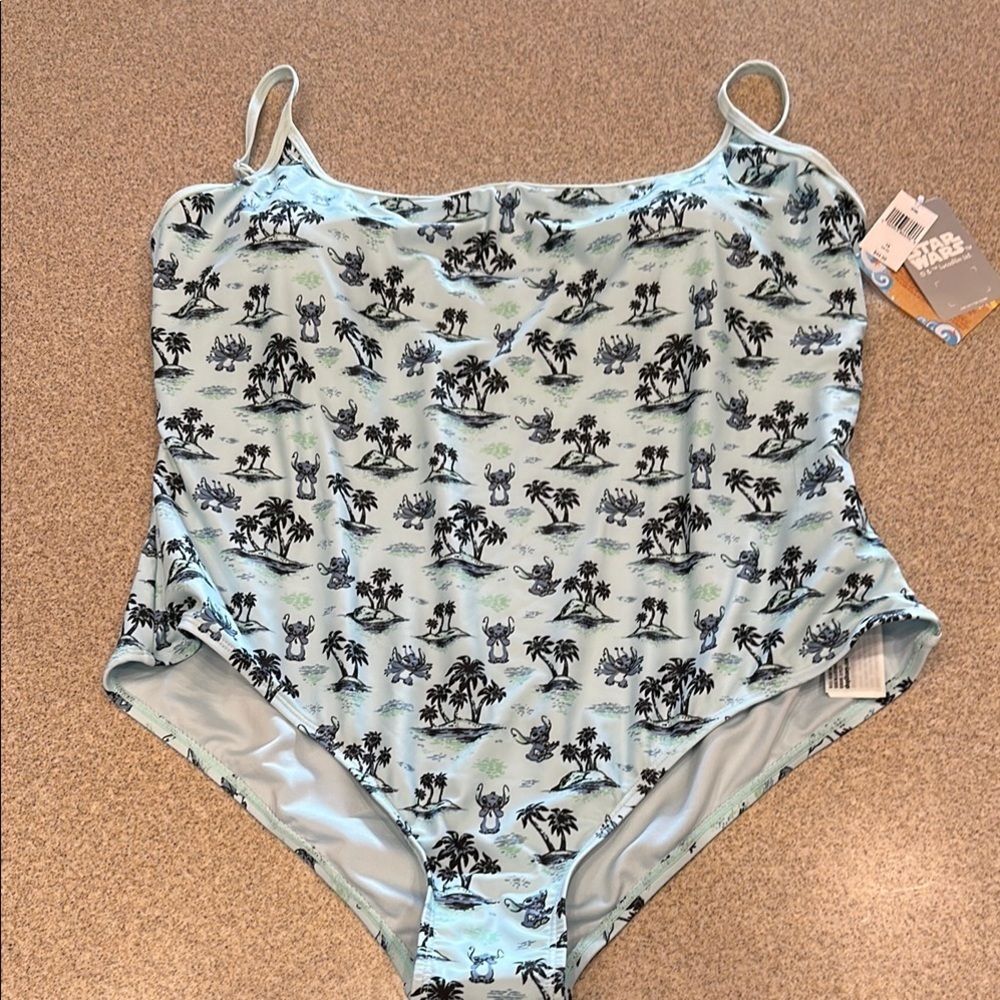 NWT Disney 1X (W) plus Swimwear with Tropical Print and Stitch